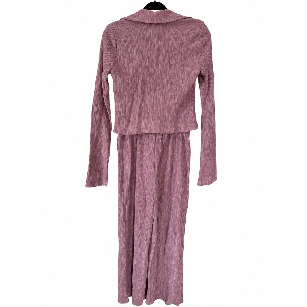 House of Harlow 1960 Kassia Sandro Set Women XXS Mauve Plisse Co Ord